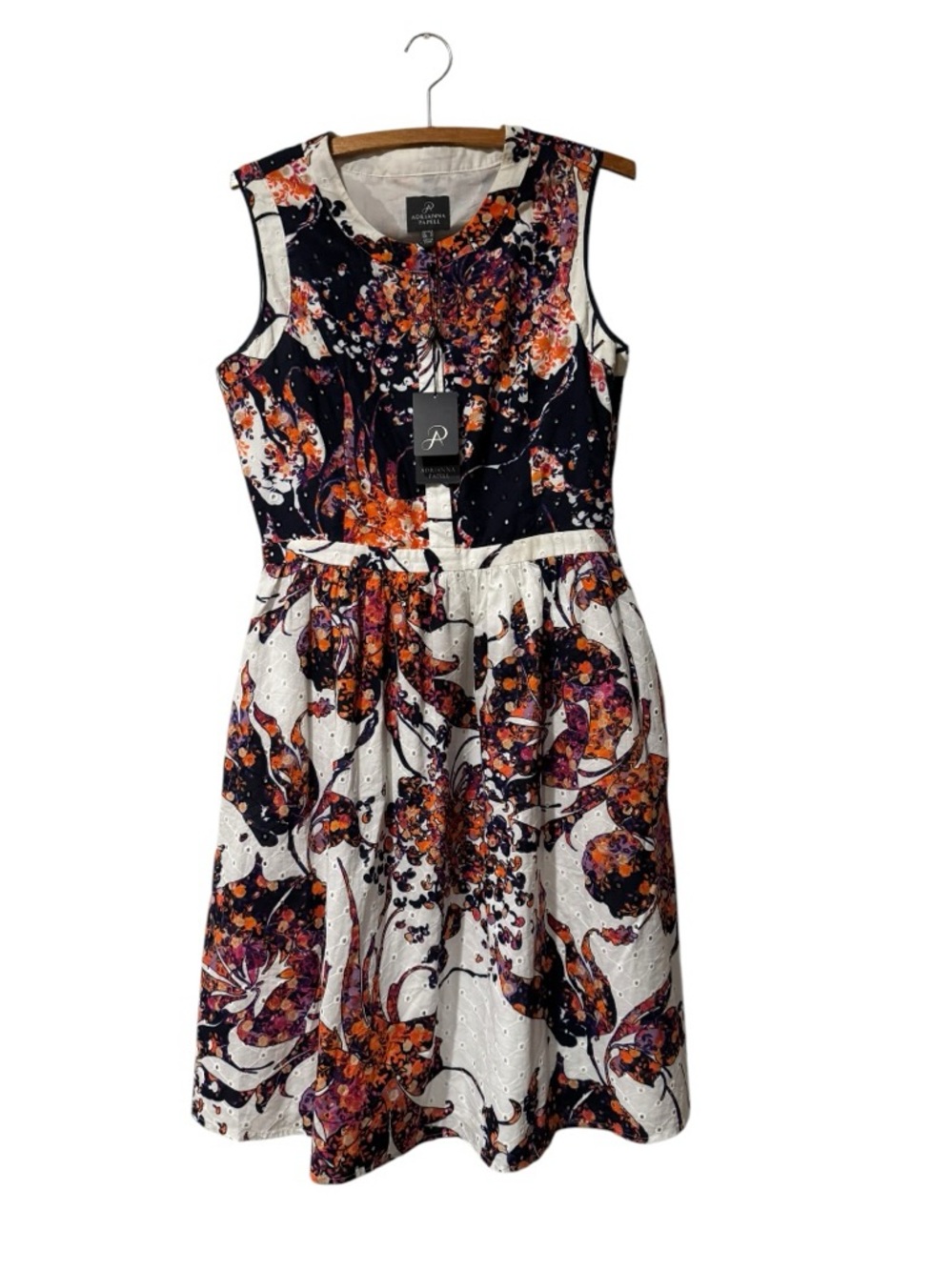 Adrianna Papell Floral Sleeveless Dress Fit & Flare Pockets Size 8 NWT - Picture 2 of 6